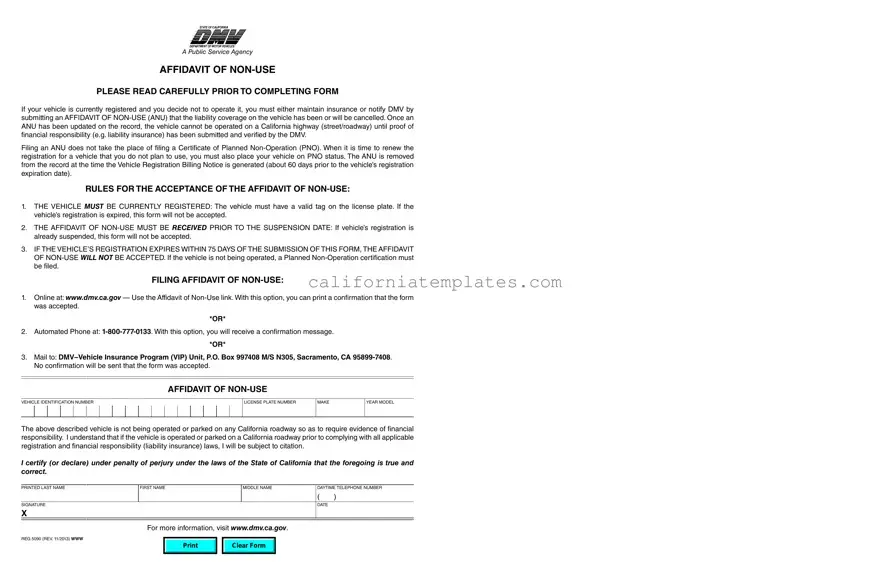 Fill Out Your California Affidavit of Non-Use REG 5090 Template