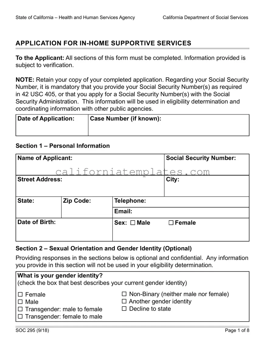 Fill Out Your California Soc 295 Template