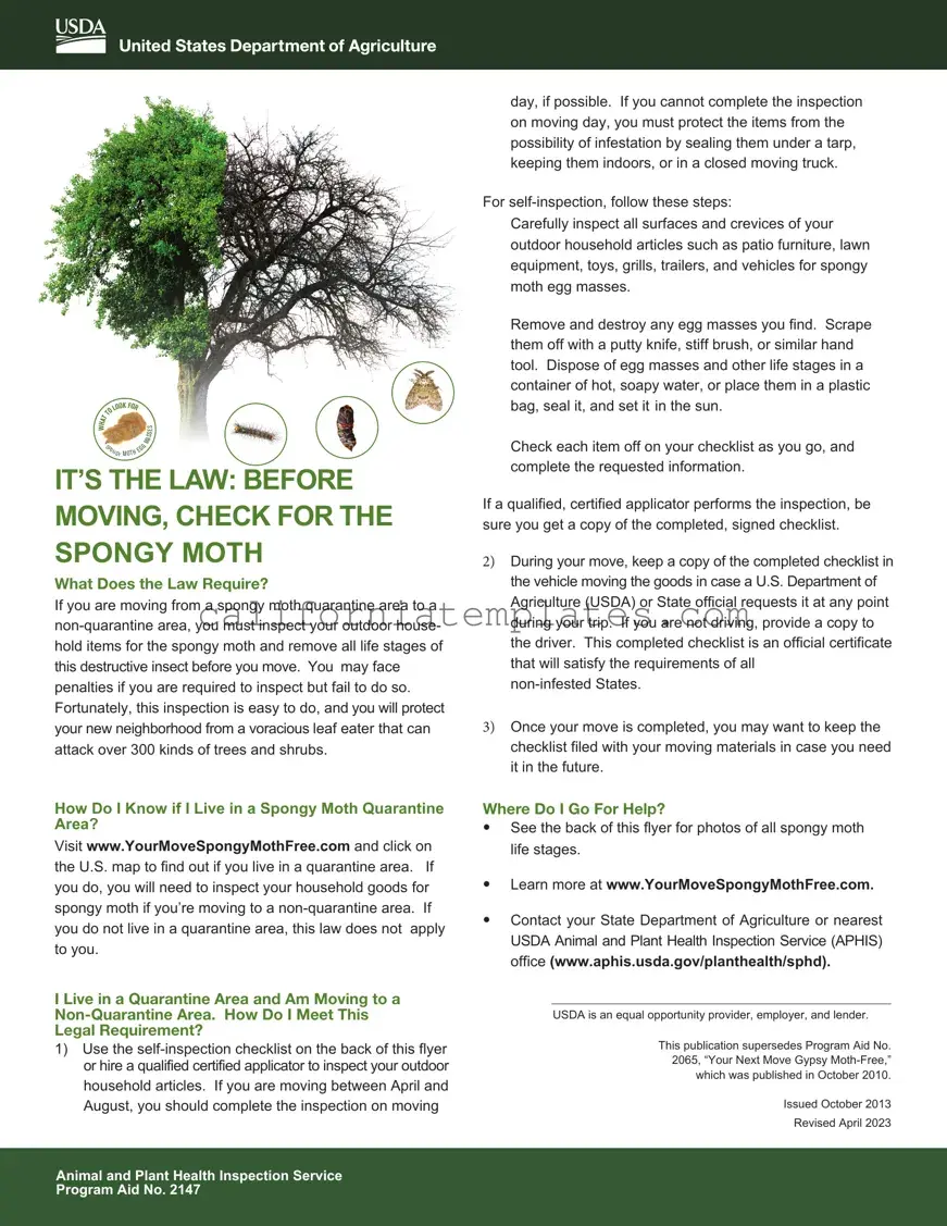 Fill Out Your California Gypsy Moth Checklist Template