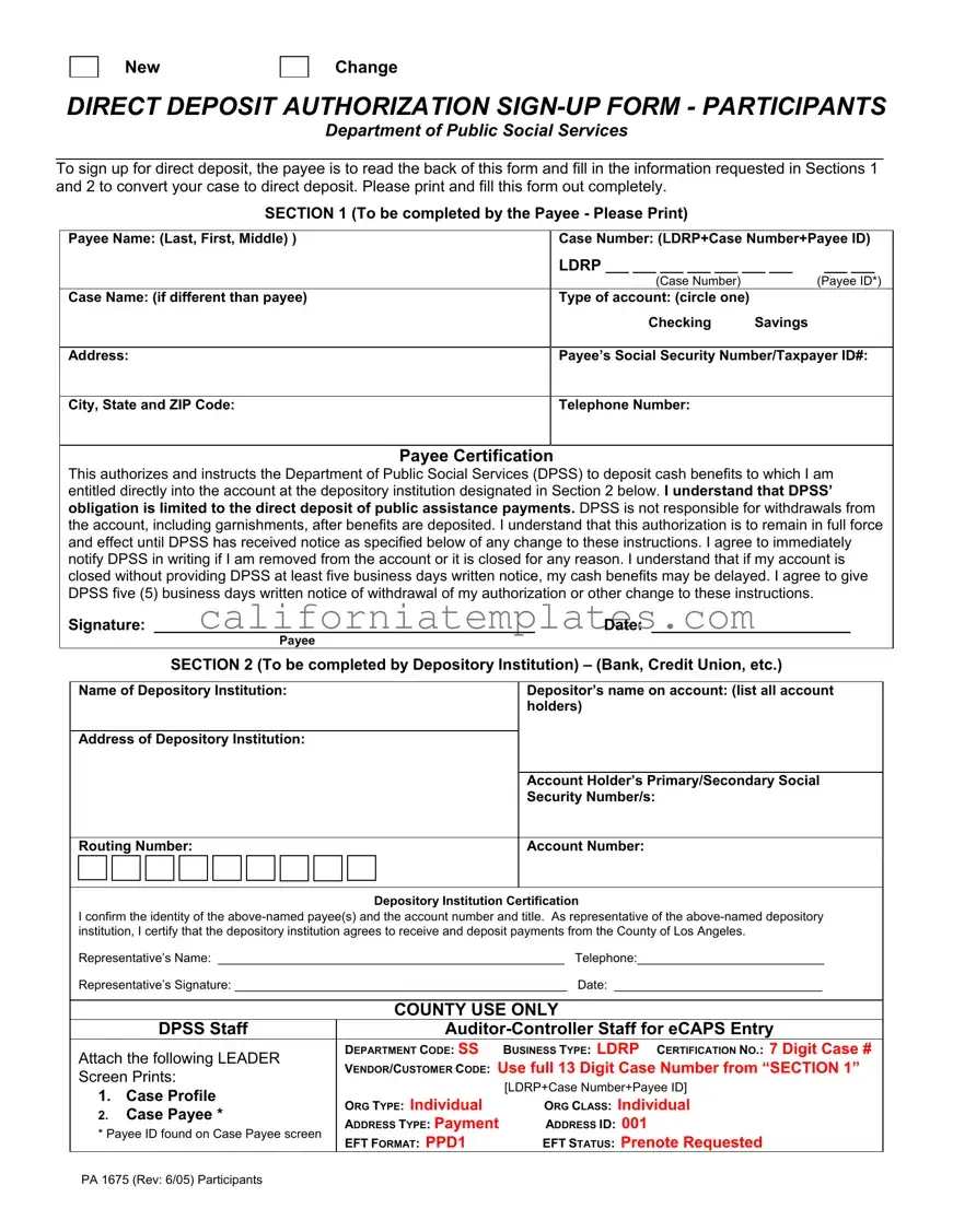Fill Out Your Direct Deposit Los Angeles Template