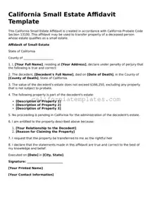 Printable  Small Estate Affidavit Form for California