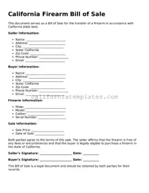 Printable  Firearm Bill of Sale Form for California