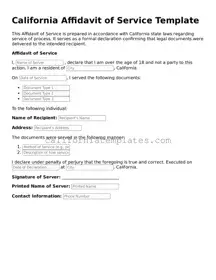 Printable  Affidavit of Service Form for California
