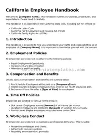 Printable  Employee Handbook Form for California