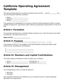 Printable  Operating Agreement Form for California