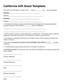 Printable  Gift Deed Form for California