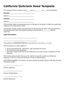 Printable  Quitclaim Deed Form for California