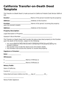 Printable  Transfer-on-Death Deed Form for California