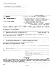 Fill Out Your Mechanics Lien California Template