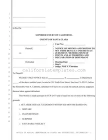 Fill Out Your California Motion Set Aside Template