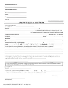 Fill Out Your California Death of a Joint Tenant Affidavit Template