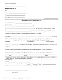 Fill Out Your California Affidavit of Death of a Trustee Template